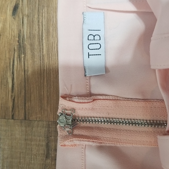 TOBI Baby Pink Halter Crop Top with Cut Outs and exposed back zipper - Picture 2 of 11